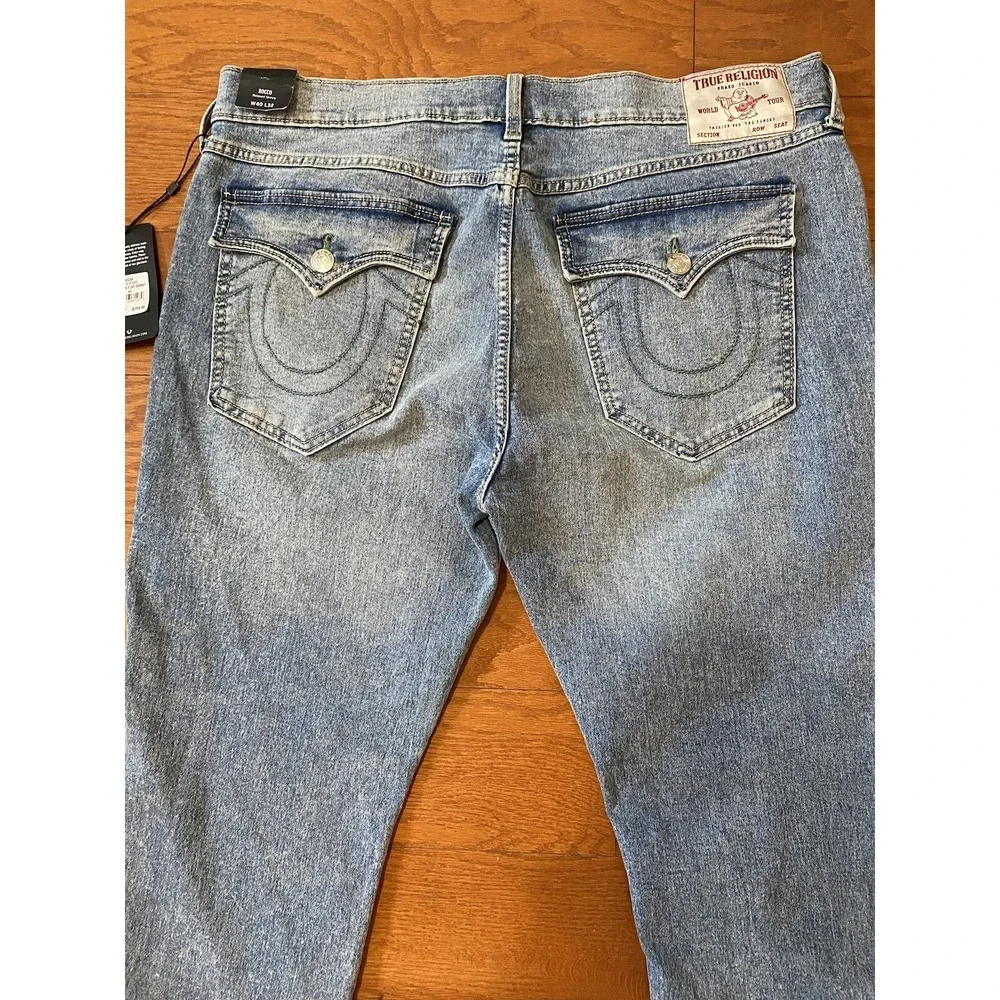 True Religion Rocco SN Flap Pocket Relaxed Skinny Mens 40x32 Blue New! NWT $159
